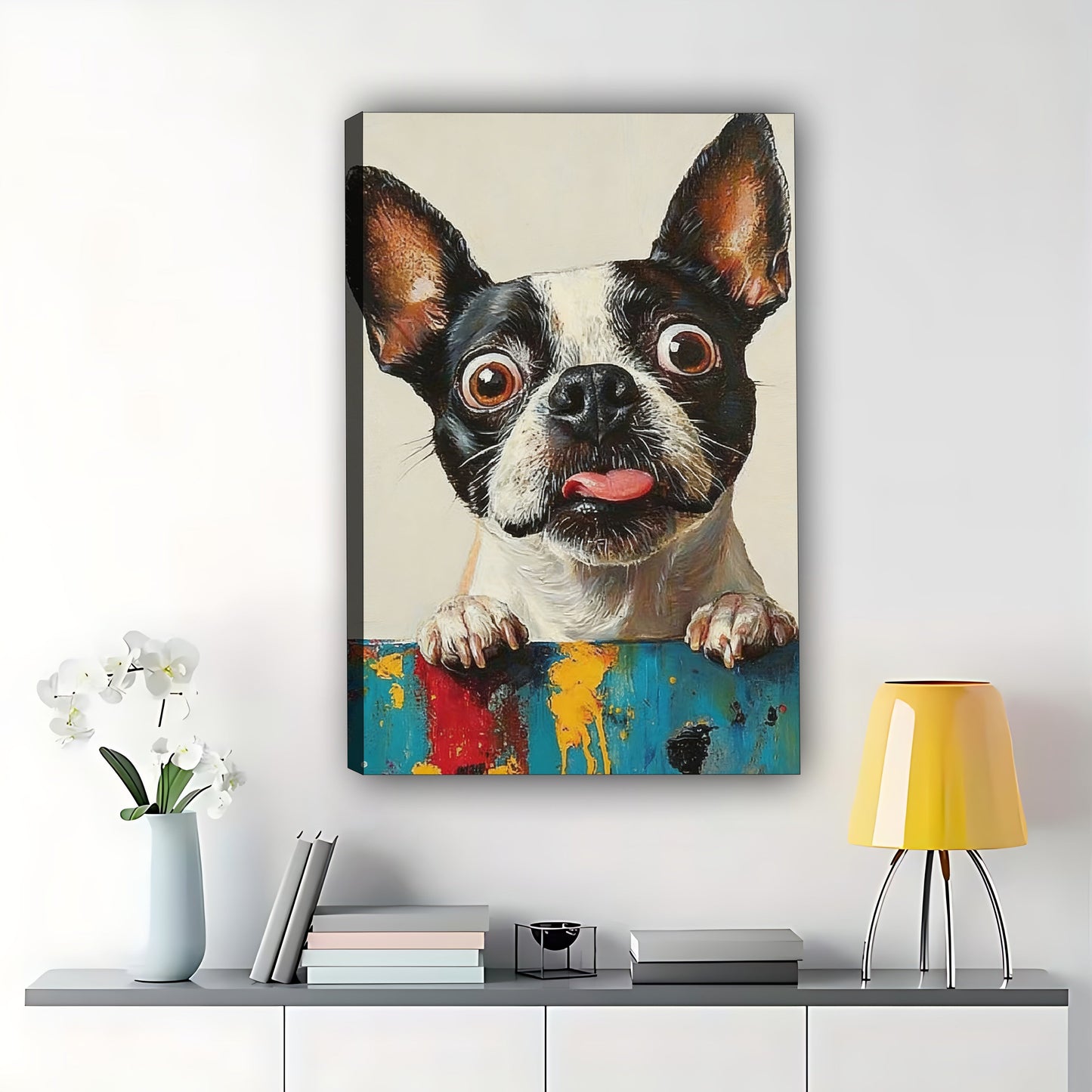 Hand-Painted Dog Canvas Art -Whimsical Pet Wall Decor