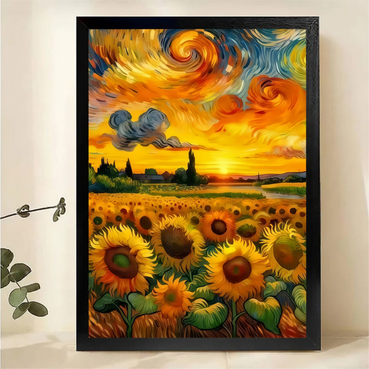 Van Gogh Style Sunflower Field Wall Art - Impressionist Print