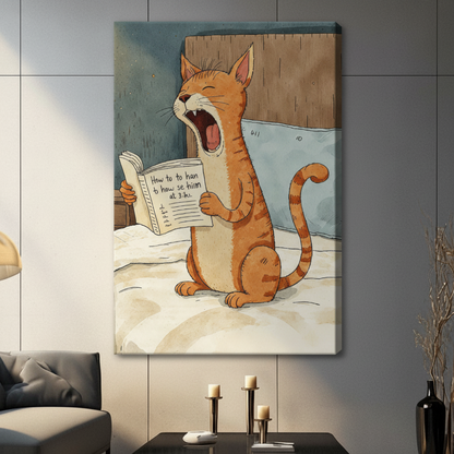 Funny Cat Yelling Watercolor Canvas Art Wall Art