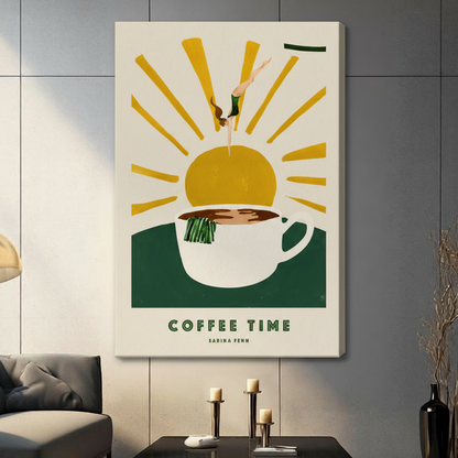 Coffee Time Retro Diver Canvas Wall Art