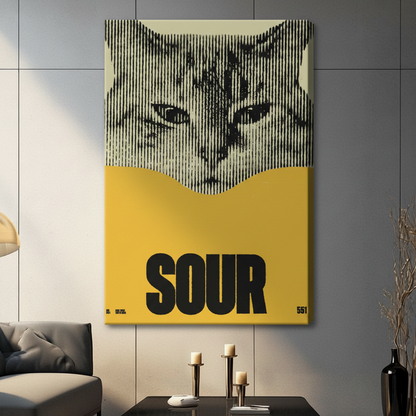 SOUR Cat Canvas Wall Art – Bold Graphic Print