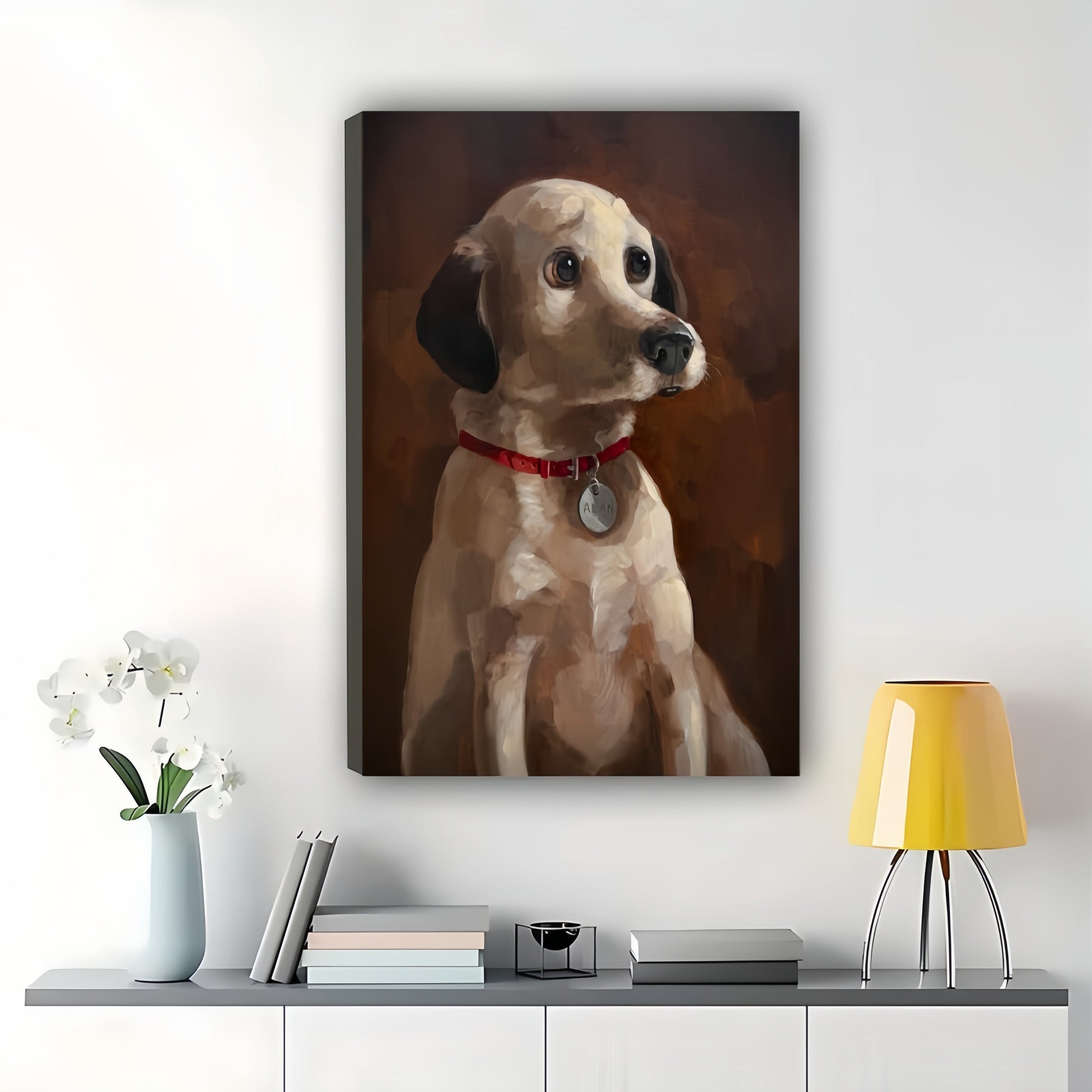 Vintage Labrador Retriever – Classic Oil Painting Style Wall Art on Natural Wood Canvas