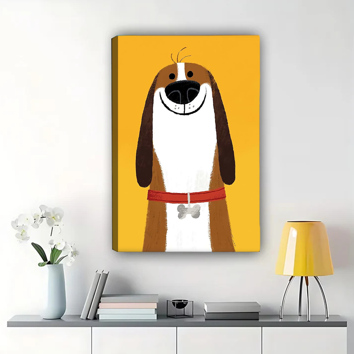 Happy Dog Portrait Wall Art - Cheerful Pet Canvas Print