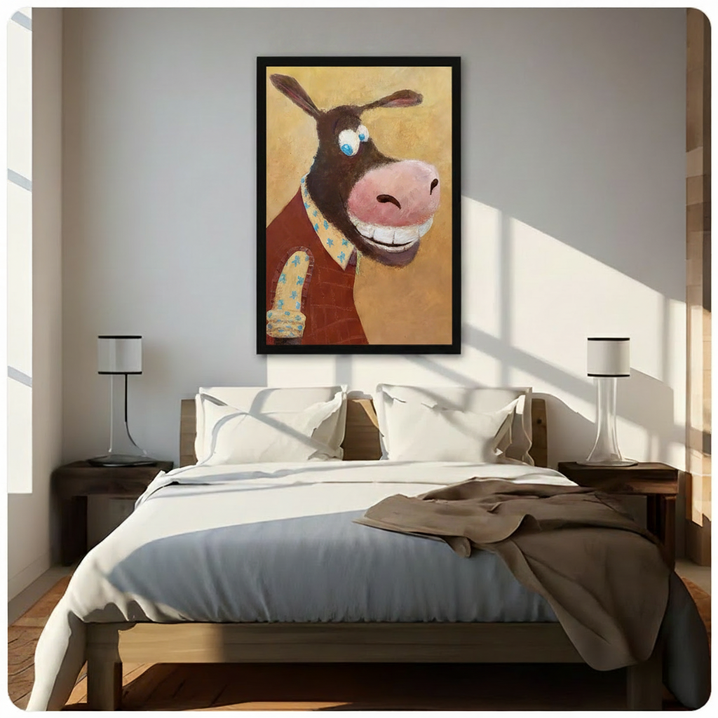 Funny Donkey Portrait Canvas Wall Art | Whimsical