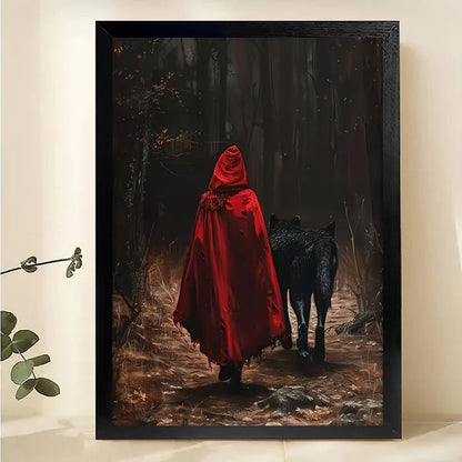 Little Red Riding Hood Wall Art - Dark Fantasy Forest Print