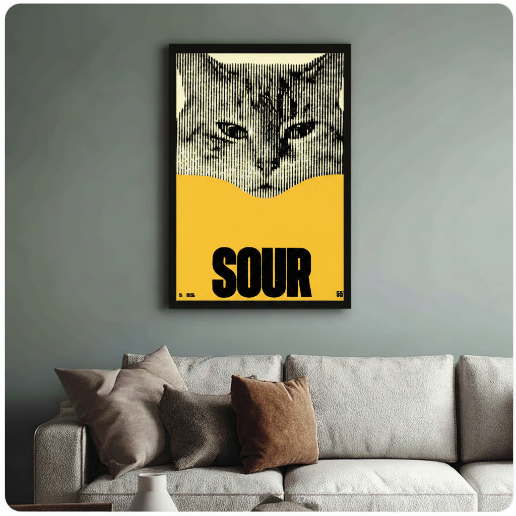 SOUR Cat Canvas Wall Art – Bold Graphic Print