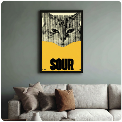 SOUR Cat Canvas Wall Art – Bold Graphic Print