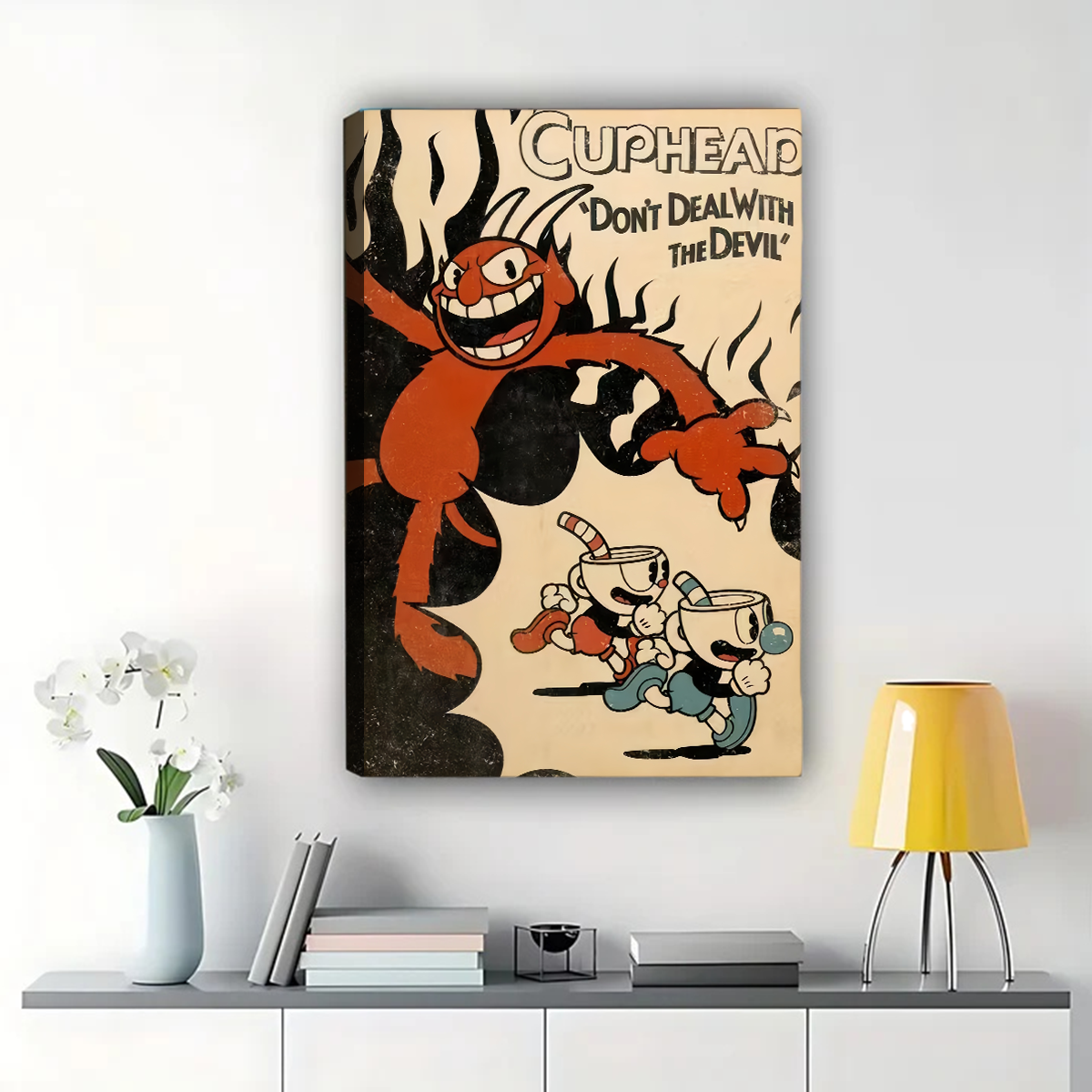 Cuphead Don't Deal with the Devil Framed Wall Art - Vintage Gaming Poster