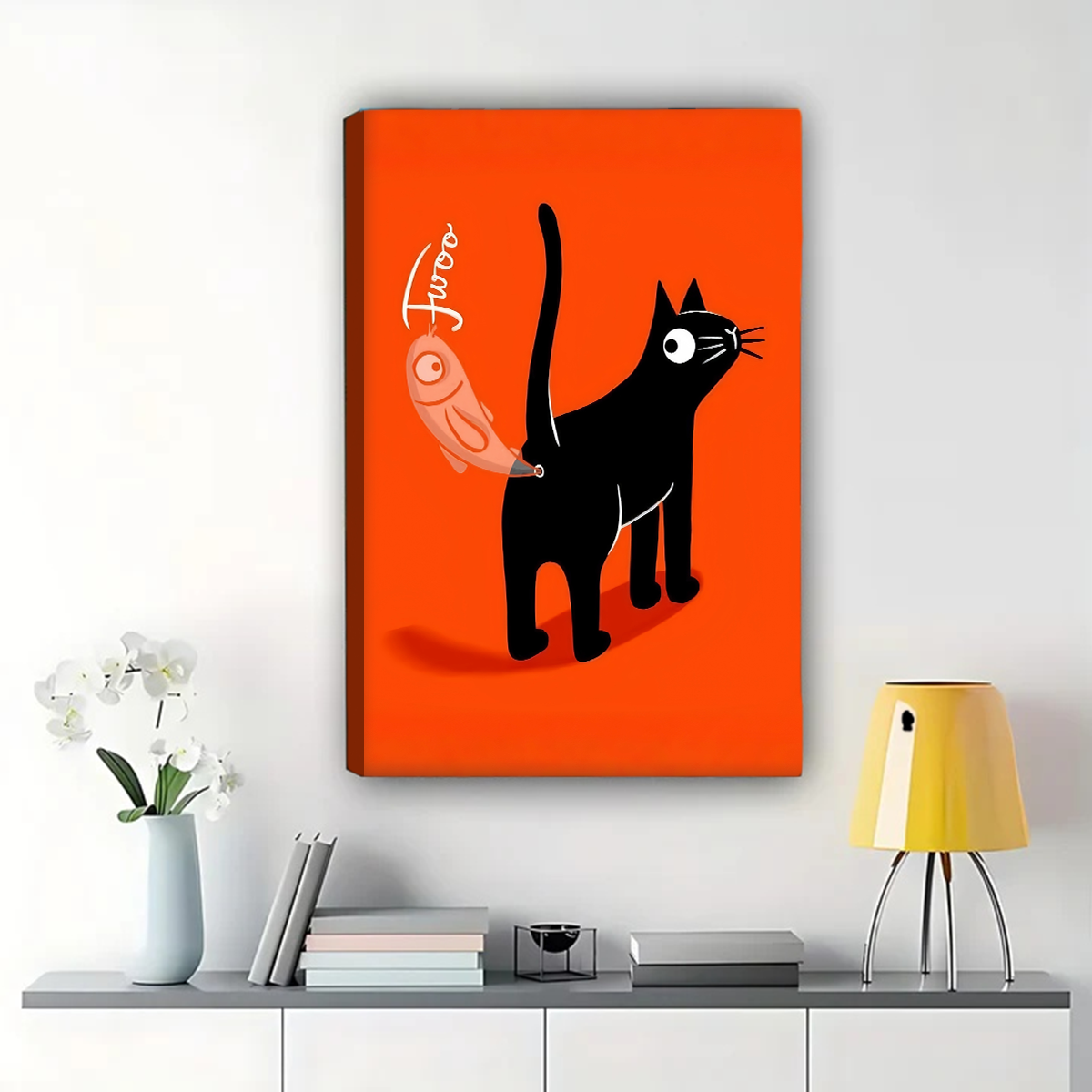 Funny Black Cat Wall Art - Quirky Cat Humor Print for Home Decor