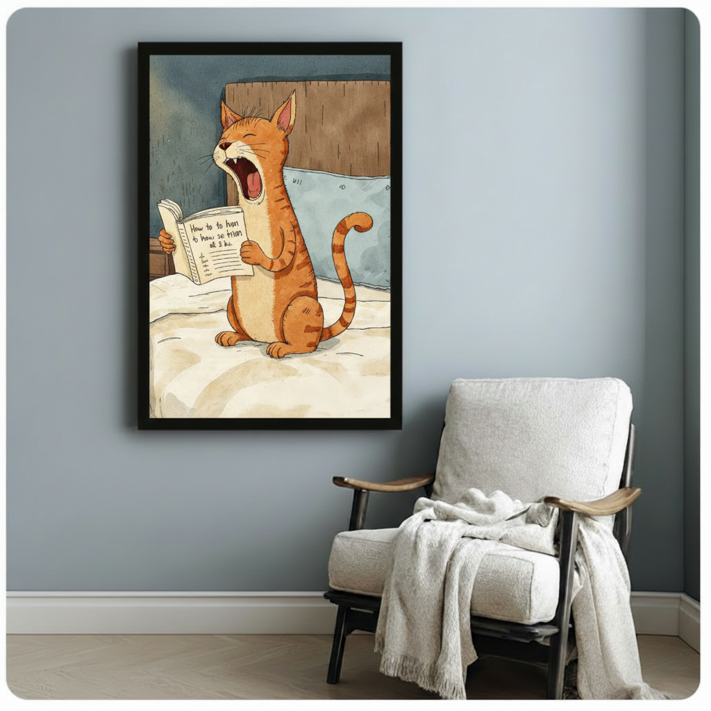 Funny Cat Yelling Watercolor Canvas Art Wall Art
