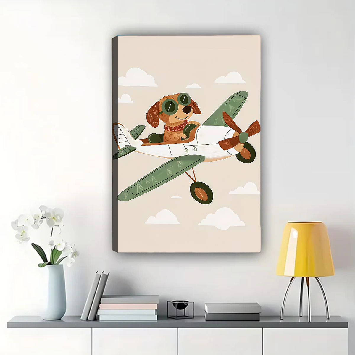 Pilot Dog in Airplane Wall Art - Adventure Nursery Print