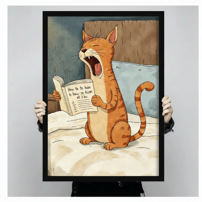 Funny Cat Yelling Watercolor Canvas Art Wall Art