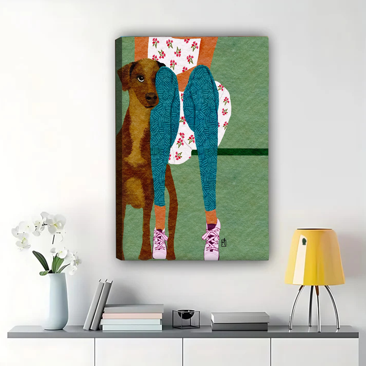 Dog and Legs Wall Art | Quirky Modern Collage Print