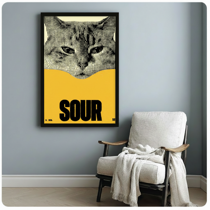 SOUR Cat Canvas Wall Art – Bold Graphic Print