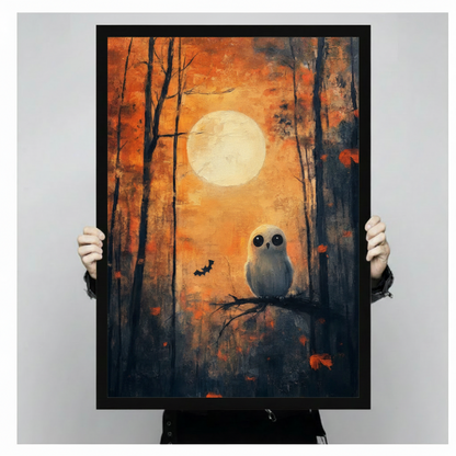 Halloween Owl Autumn Forest Oil Canvas Art Wall Art