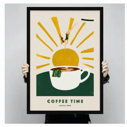 Coffee Time Retro Diver Canvas Wall Art