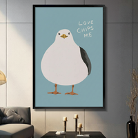 Love Chips Me Seagull Funny Canvas Wall Art