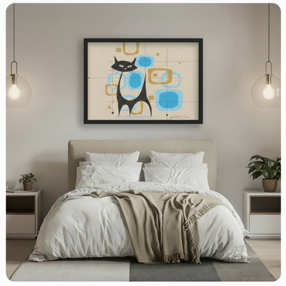 Mid-Century Modern Black Cat Atomic Canvas Print