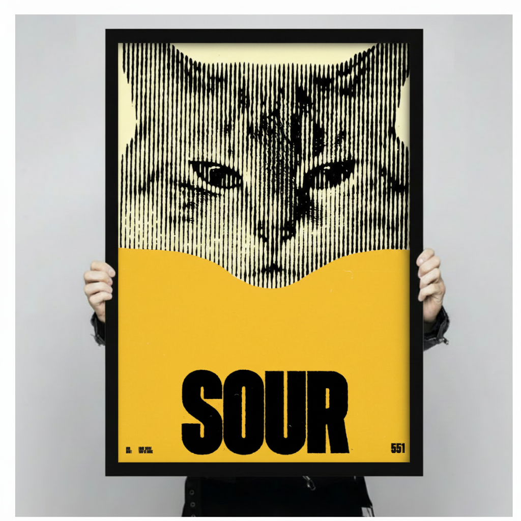 SOUR Cat Canvas Wall Art – Bold Graphic Print