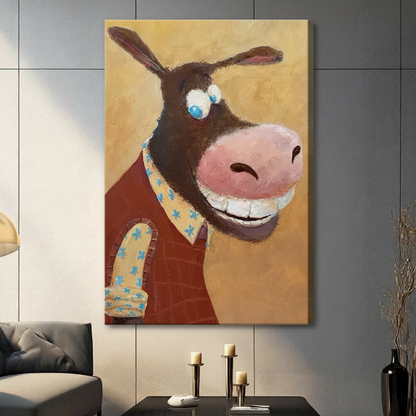 Funny Donkey Portrait Canvas Wall Art | Whimsical