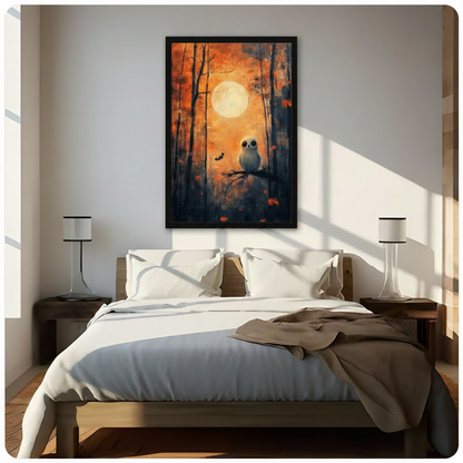Halloween Owl Autumn Forest Oil Canvas Art Wall Art