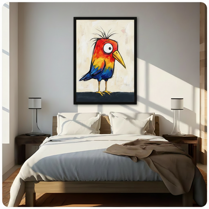 Colorful Crazy Bird Expressionist Canvas Wall Art
