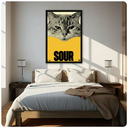 SOUR Cat Canvas Wall Art – Bold Graphic Print