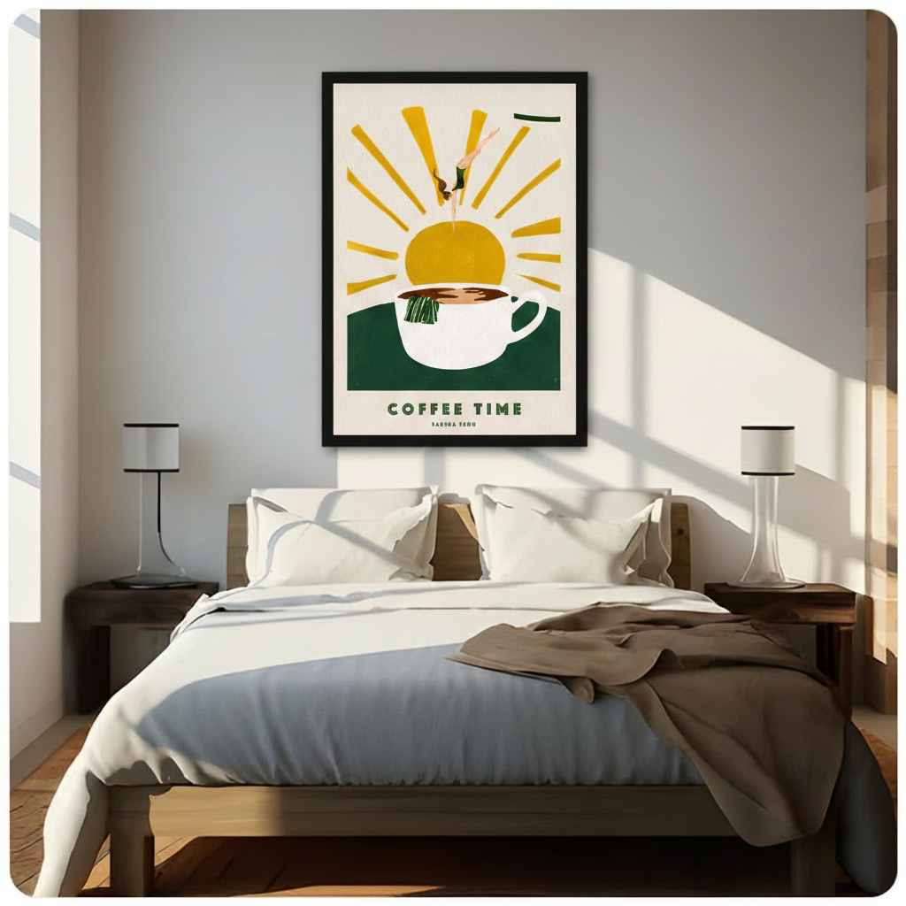 Coffee Time Retro Diver Canvas Wall Art
