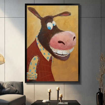 Funny Donkey Portrait Canvas Wall Art | Whimsical