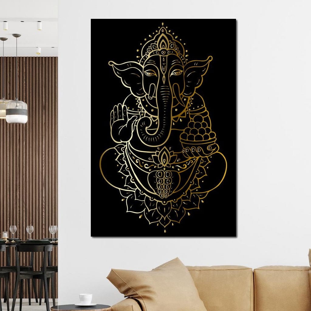 Golden Ganesha Canvas Wall Art