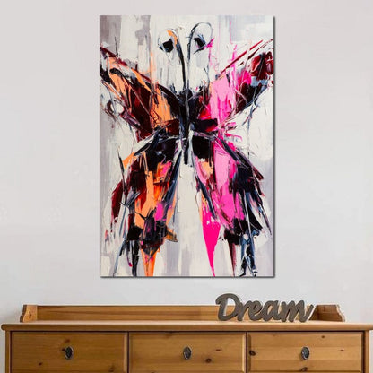 Orange & Pink Butterfly Canvas Wall Art