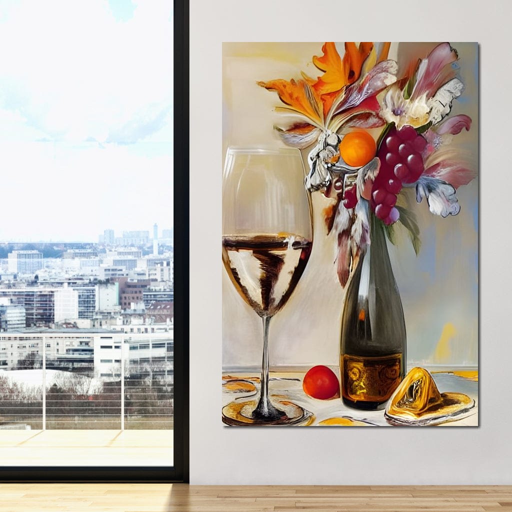 Abstract Wine & Flowers 05 Canvas Wall Art