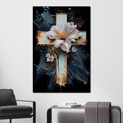 Floral Cross 02 Canvas Wall Art