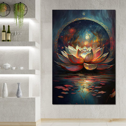Midnight Lotus Flower Canvas Wall Art