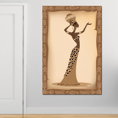 Traditional African Woman With Leopard Dress Canvas Wall Art
