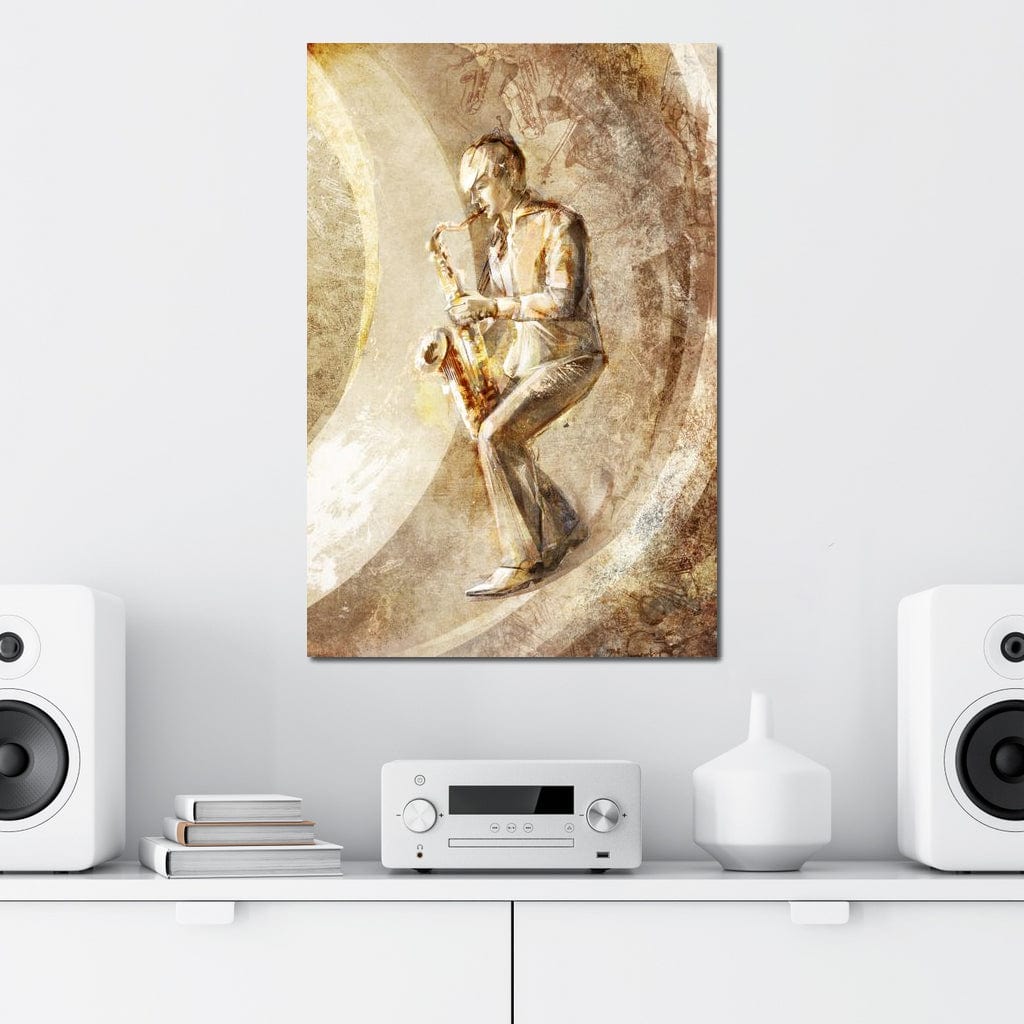 Playing the Saxophone Canvas Wall Art
