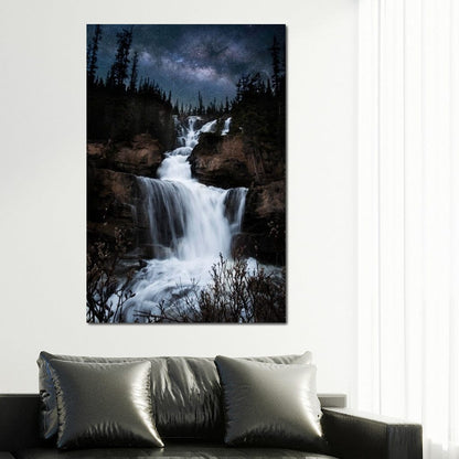 Milky Way Waterfall Canvas Wall Art