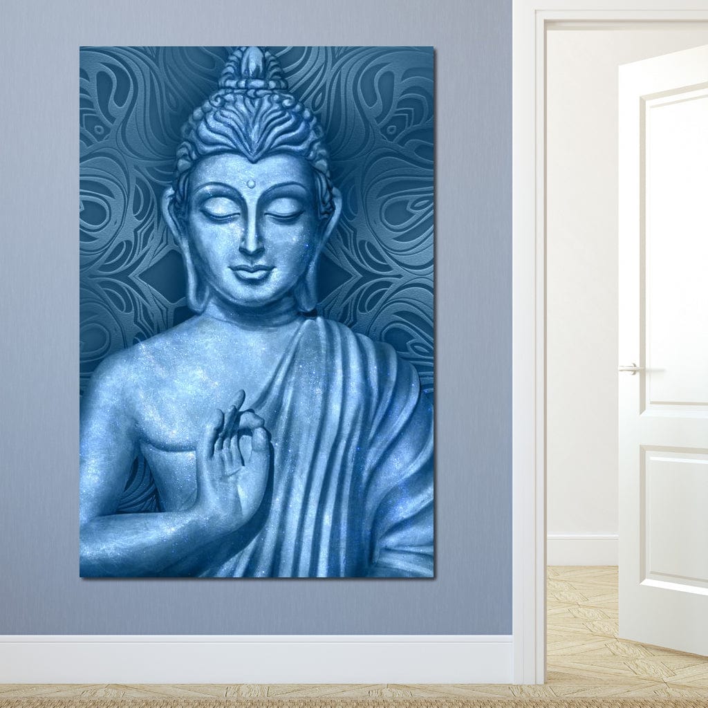 Blue Meditating Buddha Canvas Wall Art