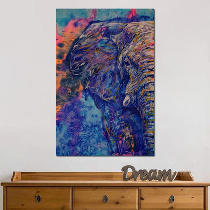 Blue Elephant Canvas Wall Art