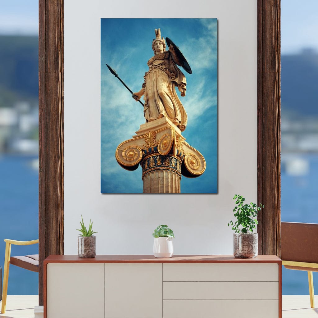 Athena Statue in Athens Canvas Wall Art