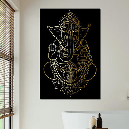 Golden Ganesha Canvas Wall Art
