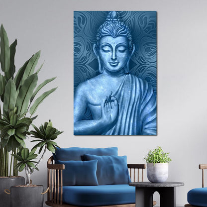 Blue Meditating Buddha Canvas Wall Art