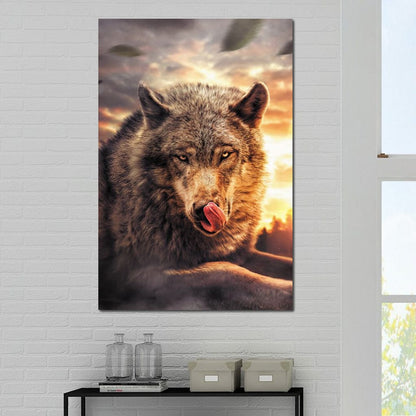 Wolf Sunset Canvas Wall Art