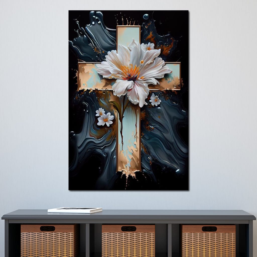 Floral Cross 02 Canvas Wall Art