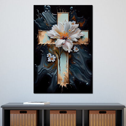Floral Cross 02 Canvas Wall Art