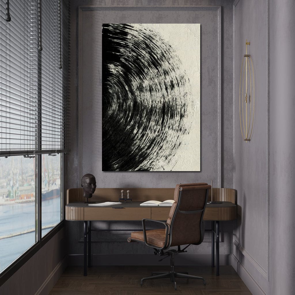 Abstract Black Circle Canvas Wall Art