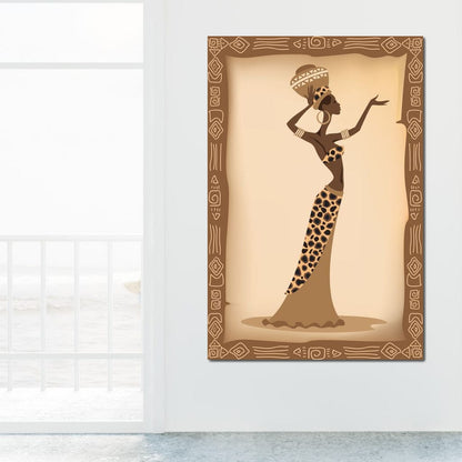 Traditional African Woman With Leopard Dress Canvas Wall Art