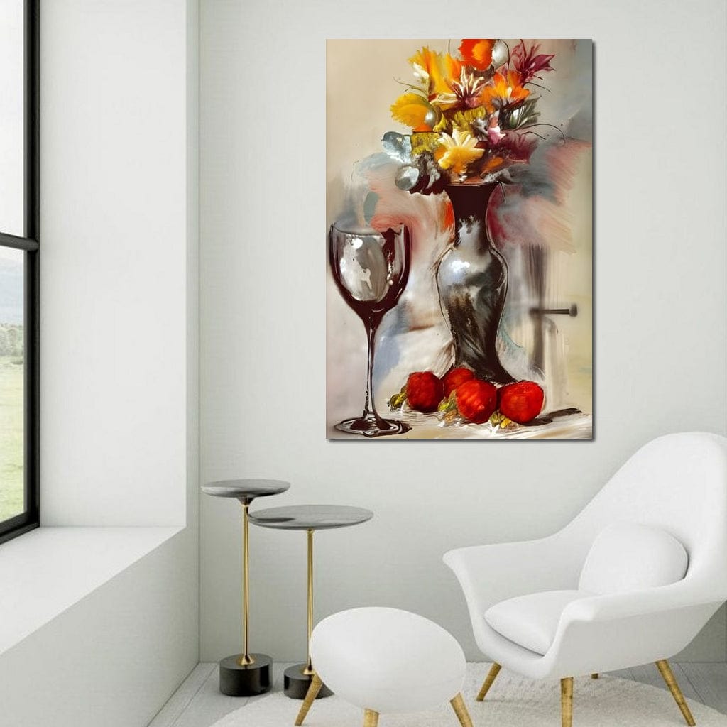 Abstract Wine & Flowers 02 Canvas Wall Art