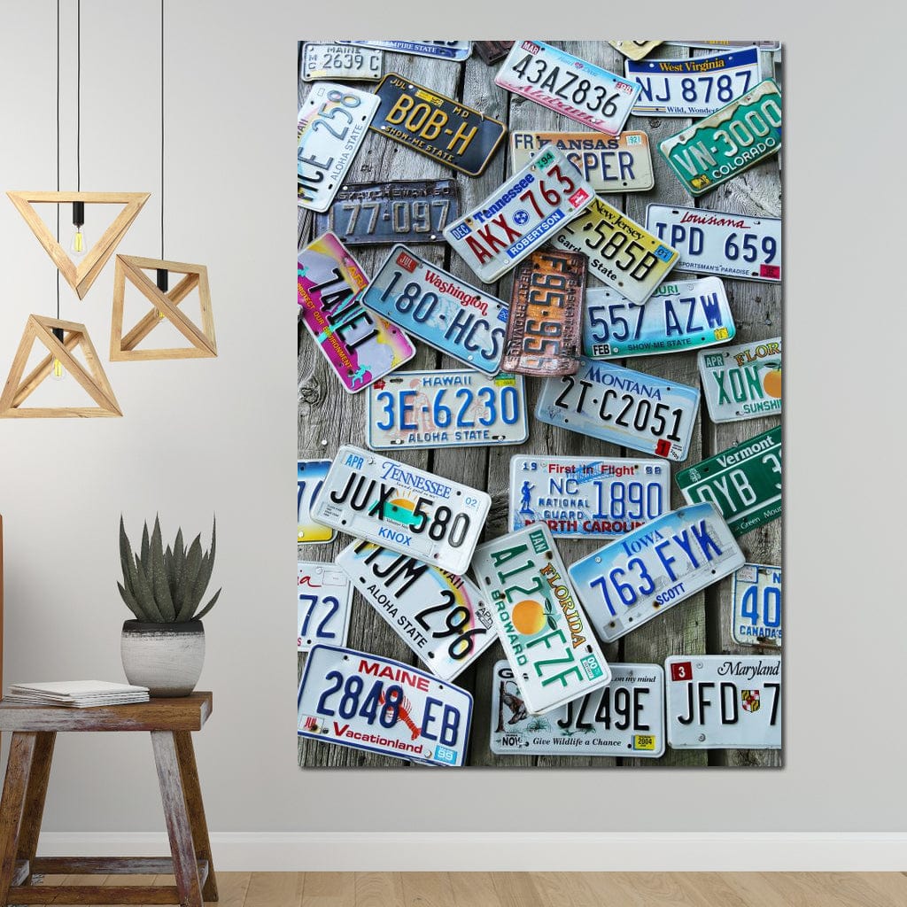 License Plates Canvas Wall Art