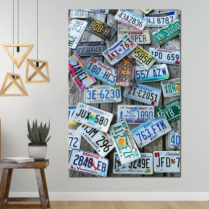 License Plates Canvas Wall Art